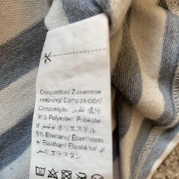 Emery Rose Pullover Women's Small Long Sleeve Shirt Gray White Stripe Hood - Picture 9 of 9